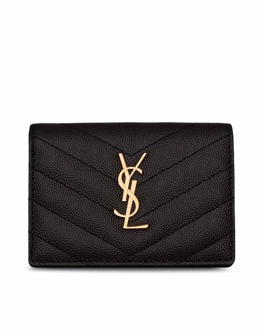 Saint Laurent Women's Envelope Quilted Pebbled Leather Wallet on