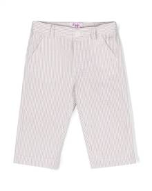 Il Gufo striped embroidered-logo trousers - White