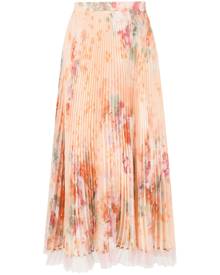 TWINSET floral-print pleated midi skirt - Orange