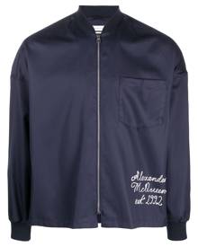 Alexander McQueen logo-embroidered bomber jacket - Blue