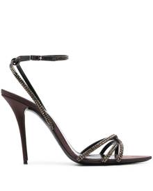 Saint Laurent Ava 105 embellished sandals - Brown