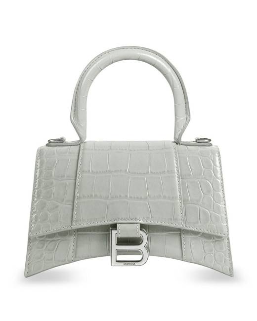 BALENCIAGA Ville Top Handle XXS Crocodile Leather Crossbody Bag White