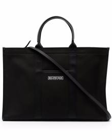 Balenciaga logo-patch organic cotton tote - Black