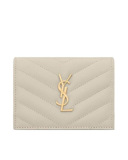 Monogram Leather Card Holder in Beige - Saint Laurent