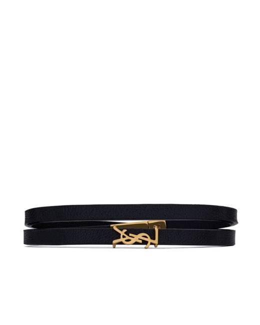 Saint Laurent Leather YSL Monogram Bracelet, Black, Size Small - Bergdorf  Goodman