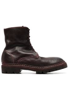 Guidi round-toe leather boots - Red