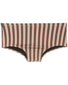Amir Slama stripe-print swim trunks - Brown