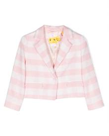 Off-White Kids logo-print gingham-check blazer - Pink