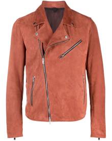 Tagliatore zipped suede biker jacket - Orange