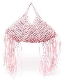 Yuzefi fringed-side woven shoulder bag - Pink