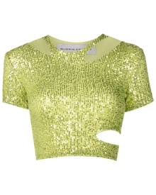 Gloria Coelho sequin-embellished cropped top - Green