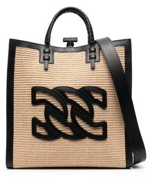 Casadei logo-detail leather tote bag - Neutrals