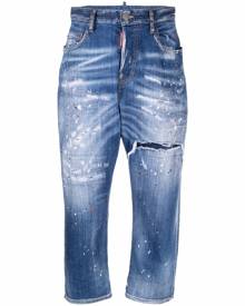 Dsquared2 paint-splatter cropped jeans - Blue