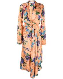 Off-White floral-print wrap dress - Orange