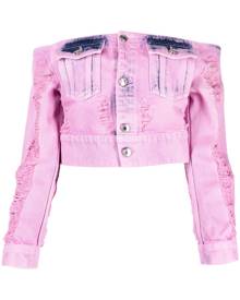 Gcds distressed denim jacket - Pink