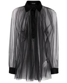 STYLAND gathered tulle blouse - Black