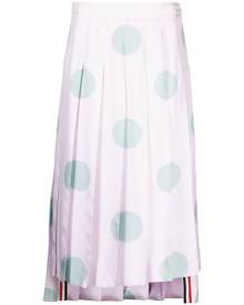 Thom Browne polka-dot print pleated silk skirt - Pink