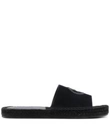 Giorgio Armani logo-embroidered slides - Black