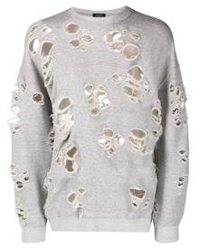 R13 distressed knit cotton-blend jumper - Grey