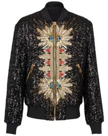 Balmain Men's Mini Monogram Velvet Bomber Jacket, Brown/Multi, Men's, 46R, Coats Jackets & Outerwear Bomber Jackets