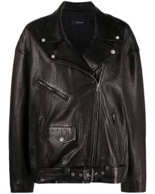 Manokhi zip-up belted biker jacket - Black