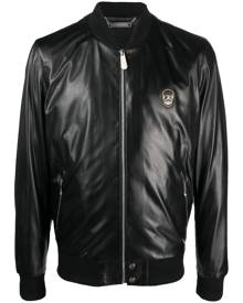 Philipp Plein Skull leather bomber jacket - Black