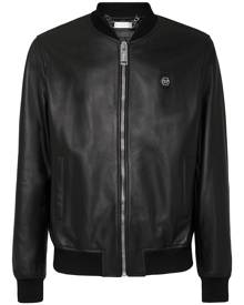 Philipp Plein Billy leather bomber jacket - Black