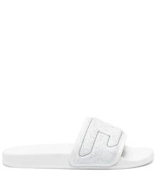 Diesel Mayemi logo-embroidered slides - White