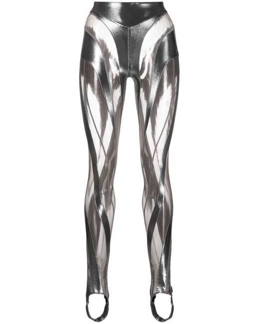 Metallic Spiral Leggings Chrome Silver And Nude 02