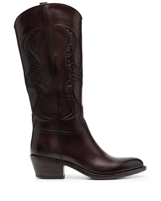 Free People brayden western boots with metal toe detail in tan leather