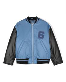 MM6 Maison Margiela Kids leather varsity bomber jacket - Blue