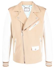 Philipp Plein leather biker jacket - Neutrals