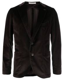 Tagliatore velvet-effect single breasted blazer - Brown