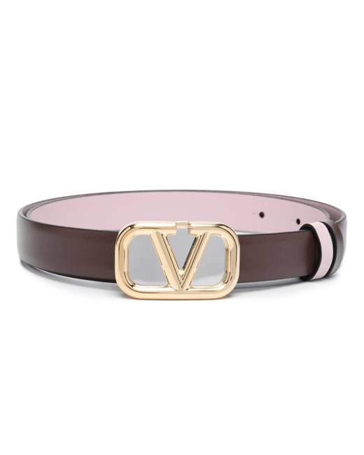 Reversible Vlogo Signature Belt In Glossy Calfskin 30 Mm for Woman in  Saddle Brown/black