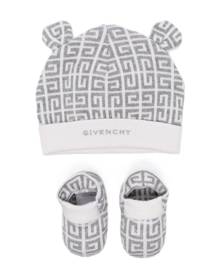 Givenchy Kids 4G-jacquard knitted hat set - Grey