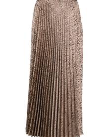 TWINSET leopard-print pleated midi skirt - Neutrals