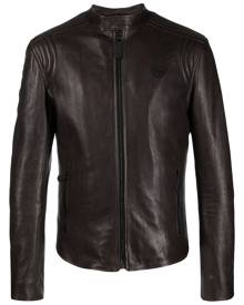 Philipp Plein padded leather biker jacket - Brown