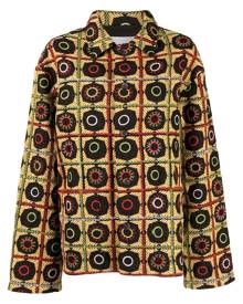 BODE geometric-embroidered shirt jacket - Brown