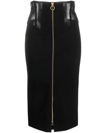 PINKO tulle-inserts zip-up midi skirt - Black