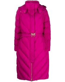 PINKO chevron-quilting padded hooded coat - Purple