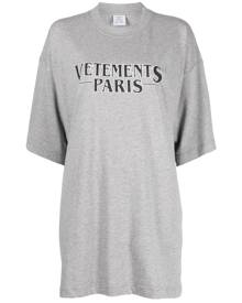 VETEMENTS logo-print mélange-effect cotton T-shirt - Grey