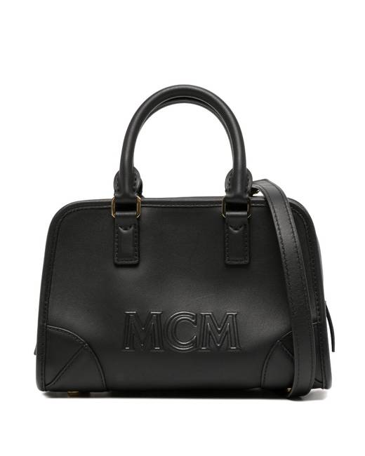 MCM Black Leather Patricia Studded Top Handle Bag MCM