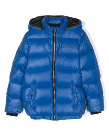 Balmain Kids logo-print hooded puffer jacket - Blue