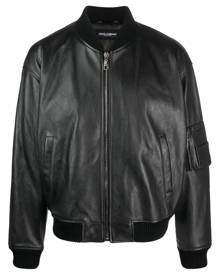 Dolce & Gabbana leather zip-up bomber jacket - Black