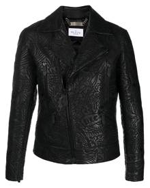 Philipp Plein paisley-print leather biker jacket - Black