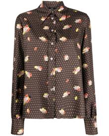 ETRO polka-dot floral-print silk shirt - Brown