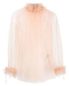 STYLAND semi-sheer tulle blouse - Neutrals