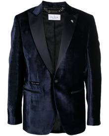 Philipp Plein velvet-finish blazer - Blue