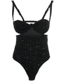 Gcds sequin-embellished tweed bodysuit - Black