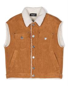DSQUARED2 KIDS faux-suede shearling waistcoat - Brown
